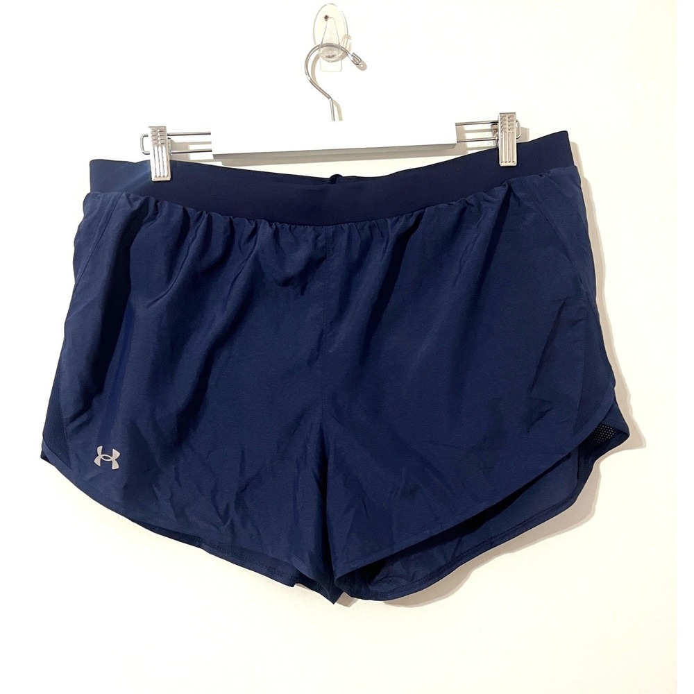 UNDER ARMOUR Running Shorts Women XL Navy HeatGear Loose Fit Athletic Workout